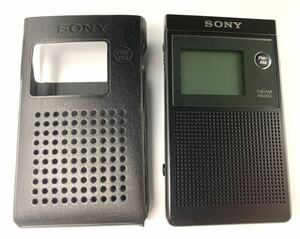 SONY/ソニー SRF-R356　片耳巻取りイヤホン内臓ラジオ FM/AM対応 　ポケットラジオ ケース付　現状品