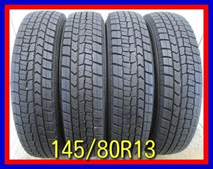 ■中古タイヤ■ 145/80R13 75Q DUNLOP WINTERMAXX WM02 N-BOX タント ムーブ等 冬タイヤ スタッドレス 激安　送料無料　B111