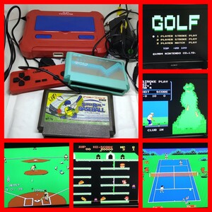 FC互換機 + ゴルフ,野球 9in1 動作 ファミコン互換機 RCAビデオケーブル ACアダプター ファミリーコンピューター 9ゲーム内蔵 即決