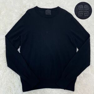 [ present tag ] Givenchy [ rare L size ] GIVENCHY knitted sweater front 4G Logo embroidery wool 100% black black color men's ji van si.