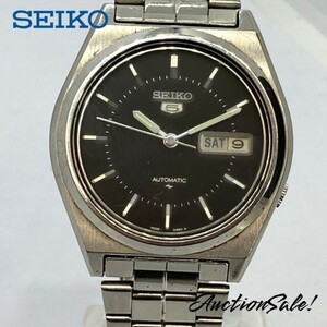 【可動品】SEIKO 5 セイコーファイブ デイデイト オートマチック 文字盤色:黒 7006‐876A