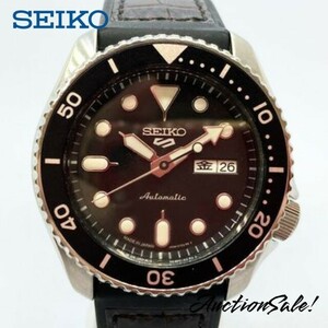 【可動品】SEIKO オートマチック デイデイト ベゼル色 文字盤色　ブラック 裏スケルトン 防水 腕時計 4R36‐07G0 2010年9月製造