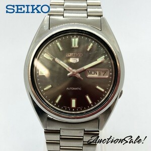 【可動品】SEIKO5 オートマチック デイデイト 文字盤色/ブラック 腕時計 7009‐3000 傷有り