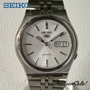 【可動品】SEIKO5 オートマチック デイデイト 裏スケルトン 文字盤色/シルバー 腕時計 7S26‐0540