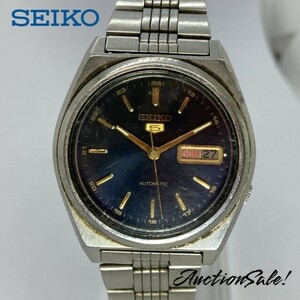 【可動品】SEIKO5 オートマチック デイデイド 腕時計 文字盤色/ブラック 7009‐875A