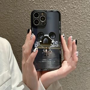 人気商品　iPhone14シリーズケース　可愛い　ベアブリック　耐衝撃　ブラック