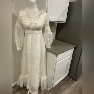 Vintage Victorian lace cottagecore unbranded handmade wedding dress S 海外 即決