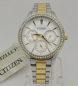 Citizen ED8169-55A Two Tone White Day Date Dial Swarovski Crystals Womens Watch 海外 即決