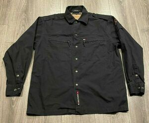 NICE Tommy Hilfiger Snap-Up Swiss Patch Navy Blue Utility Shirt Jacket Medium * 海外 即決