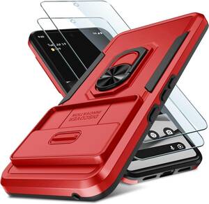 Google Pixel 8 Pro Case Military Grade Shockproof Cover w Screen Protector-Red 海外 即決