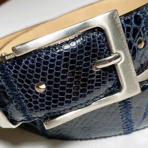 Genuine Crocodile & Lizard Eden Luxury Ocean Blue Luxury Belt Mens 33/34 海外 即決