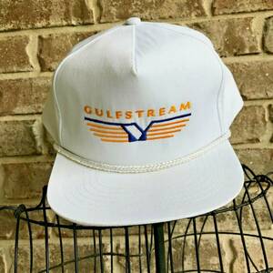 Gulfstream Snapback Cap White Embroidered Braid Band Vintage 1980s 1 Owner 海外 即決