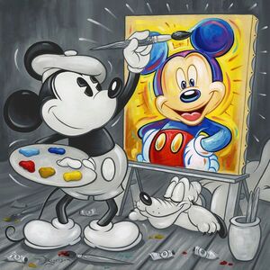 Mickey Mouse Disney Fine Art Tim Rogerson Signed Ltd Ed 195 Mickey Paints Mickey 海外 即決