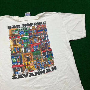 Vintage Bar Hopping Shirt Mens XL White 2001 Savannah Funny Graphic Y2K Tee VTG 海外 即決