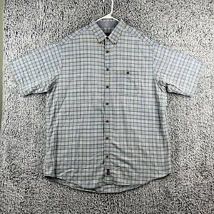 VTG. WOOLRICH shirt mens 2XLT Blue Green plaid short sleeve button up pocket 海外 即決