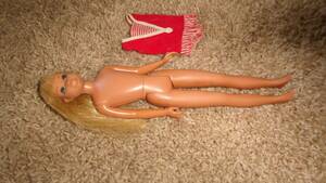 Barbie doll 1967 blonde Skipper with bathing suit 海外 即決