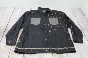 VTG Akademiks CSWHL Black Denim Button-Up Jean Jacket Letter Patches Men's 3XL 海外 即決