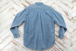 Vintage Tommy Hilfiger Shirt Men's XL Blue Denim Logo Button Down Collar Cotton 海外 即決