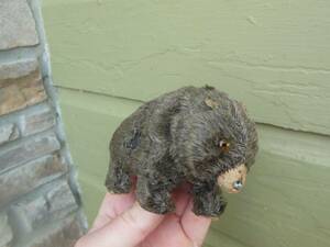1940'S-50'S Vintage Wind-Up Mohair Brown Grizzly Bear Made in Occupied Japan 海外 即決