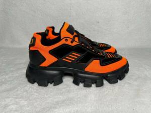 プラダ Men's Cloudbust サンダー Sneakers Orange ブラック Size 8 海外 即決