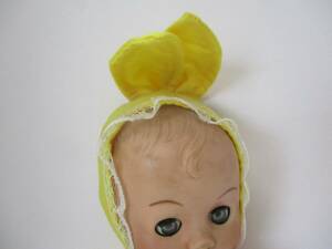 Vintage Plastic Sleep Eye Doll with Yellow Easter Outfit 海外 即決