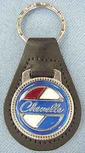 Blue Chevrolet CHEVELLE Leather 3282 Key ring 1971 1972 1973 1974 1975 76 77 78 海外 即決