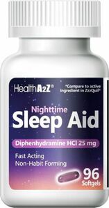 HealthA2Z Sleep Aid, Diphenhydramine HCl 25mg Softgels, 96 Count (Pack of 1) 海外 即決