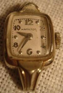 Hamilton white watch piece, no wrist band, 14 kt goldfilled 海外 即決