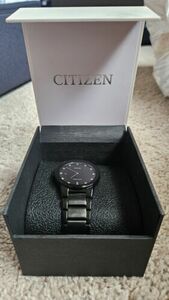 Citizen AU1065-58G Axiom Men's 40mm Black Dial Stainless Steel Watch 海外 即決