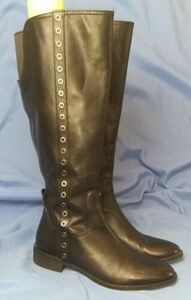 Women's Michael Kors Dora Knee High Leather Riding Boots Size 8M Black 海外 即決