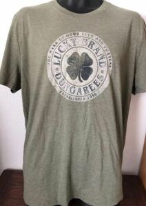 VTG.Men's Lucky Brand The Mark Of Good Luck & Fortune DUNGAREES T-shirt RARE 2XL 海外 即決