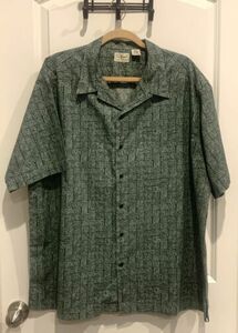 Vintage L.L.Bean Casual Shirt Button XL Tropical Aztec Mens Short Sleeve 海外 即決