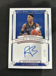 2019 Panini National Treasures Collegiate RJ Barrett Notable Nicknames Auto /25 海外 即決