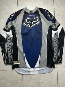 Vintage Fox Racing Motocross Supercross Jersey Medium Long Sleeve Blue Black Y2k 海外 即決