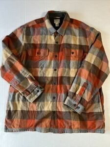 LL Bean Fleece Lined Flannel Plaid Shirt Jacket Shacket Men’s XL 298189 海外 即決