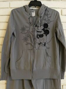 Disney Mickey Mouse Sweat Zip up Jacket & Pants Set Junior Large 11/13 海外 即決