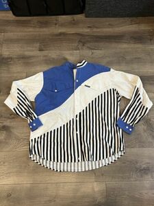 Vintage 90s MO BETTA Shirt Men's 17.5x35 Blue white Western Cowboy 海外 即決