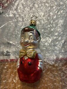 Vintage Retired INGE-GLAS Germany Figural Glass DISNEY Pinocchio Ornament 海外 即決