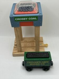 Thomas Wooden Train by Mattel Crosby Coal Loader & Coal Car & Coal Y4091 2012 海外 即決