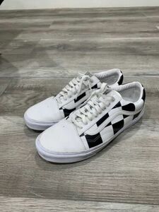 バンズ Old Skool ブラック White レザー Checkerboard スケート シューズ メンズ 31cm(US13) 海外 即決