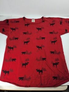 Vintage Prairie Mountain American Sportswear Alaska Moose AOP T Shirt OSA 2X Red 海外 即決