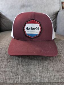 Vintage Hurley Maroon Trucker Hat Cap Skate Snapback Yupoong Classic 海外 即決