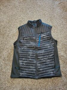 Eddie Bauer First Ascent Down Puffer Vest Medium Mens Gray Camo Storm Down 800 海外 即決