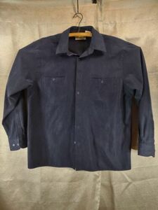 Crossings ~ Button Up Men Sz MD - Navy Blue Long Sleeve Microfiber Shirt Vintage 海外 即決