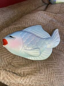 MCM VTG 60's Miller Studio ? Chalkware Fish Wall Plaque Large Goldfish Kitch 海外 即決