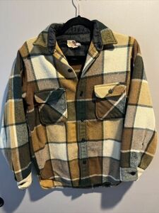 Vtg Fox Knapp Wool Mens Flannel Rockabilly Button Up Plaid Shirt Jacket 海外 即決