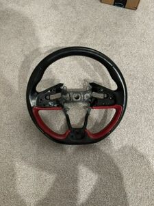 17 18 19 HONDA CIVIC TYPE R FK8 OEM BLACK RED LEATHER STEERING WHEEL 海外 即決