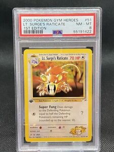 ポケモン Gym Heroes #51 - Lt. Surge's Raticate - NM/Mint - 1st Edition - PSA 8! 海外 即決