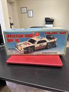 NOS Battery Operated Mercedes Benz 280 CE Police Car W/ Microphone. Brand New 海外 即決