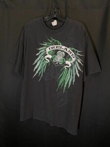 VTG Y2K Ireland Tshirt Affliction Wings Urban Skate Cyber Mall Goth Grunge 2XL 海外 即決